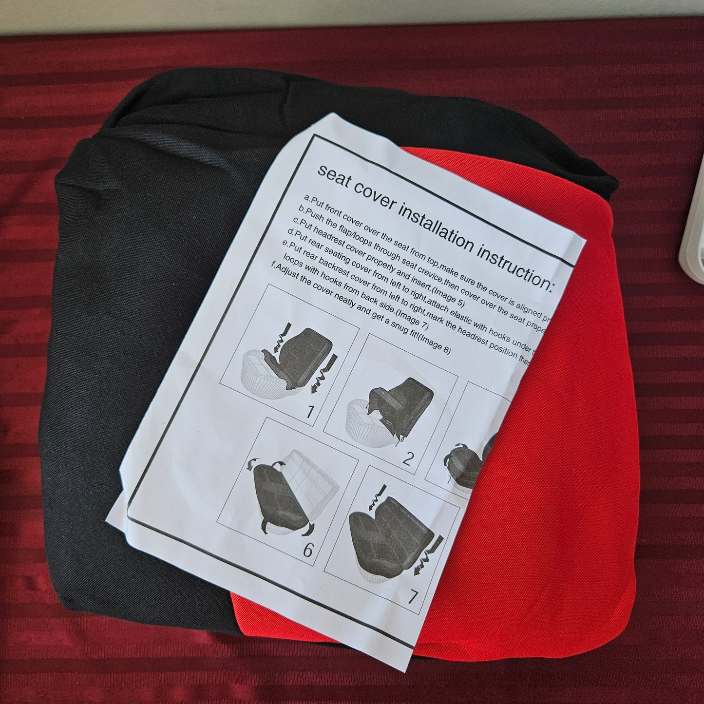 Juego de cubreasientos universal para asientos delanteros y traseros color negro con rojo - Auto Plus (Nuevo)