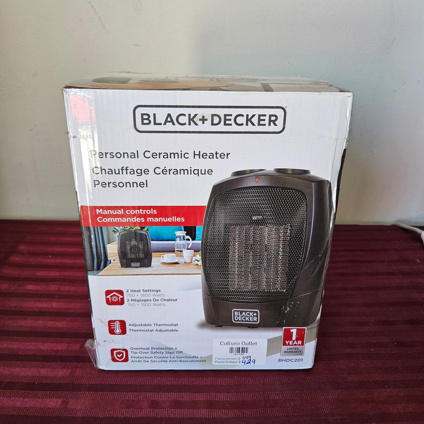 Calefactor de cerámica eléctrico portátil - Black+Decker (Nuevo, caja abierta)