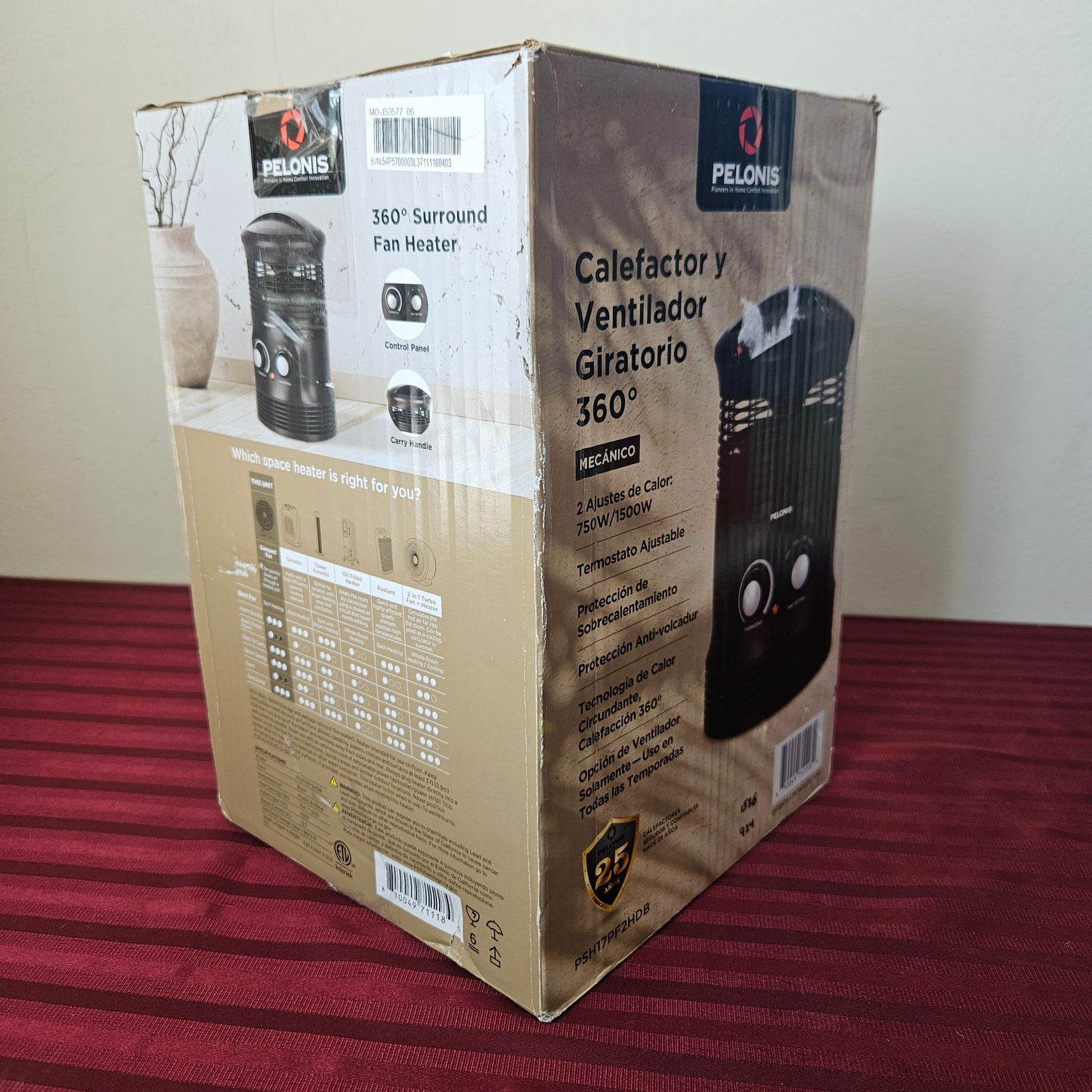 Calefactor eléctrico de ventilador envolvente 360° - Pelonis (Nuevo, caja abierta)
