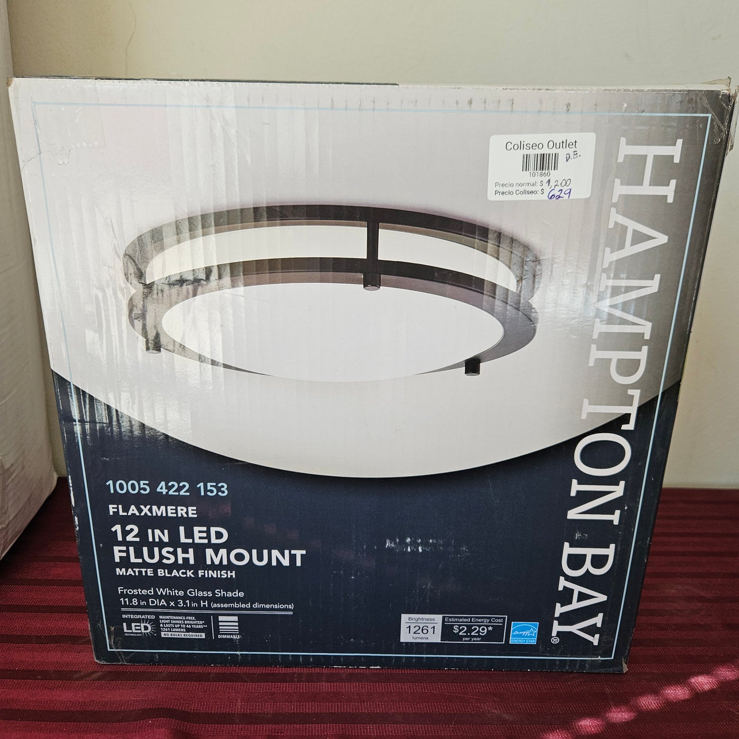 Lámpara de techo LED - Hampton Bay Flaxmere (Nuevo, detalle estético)