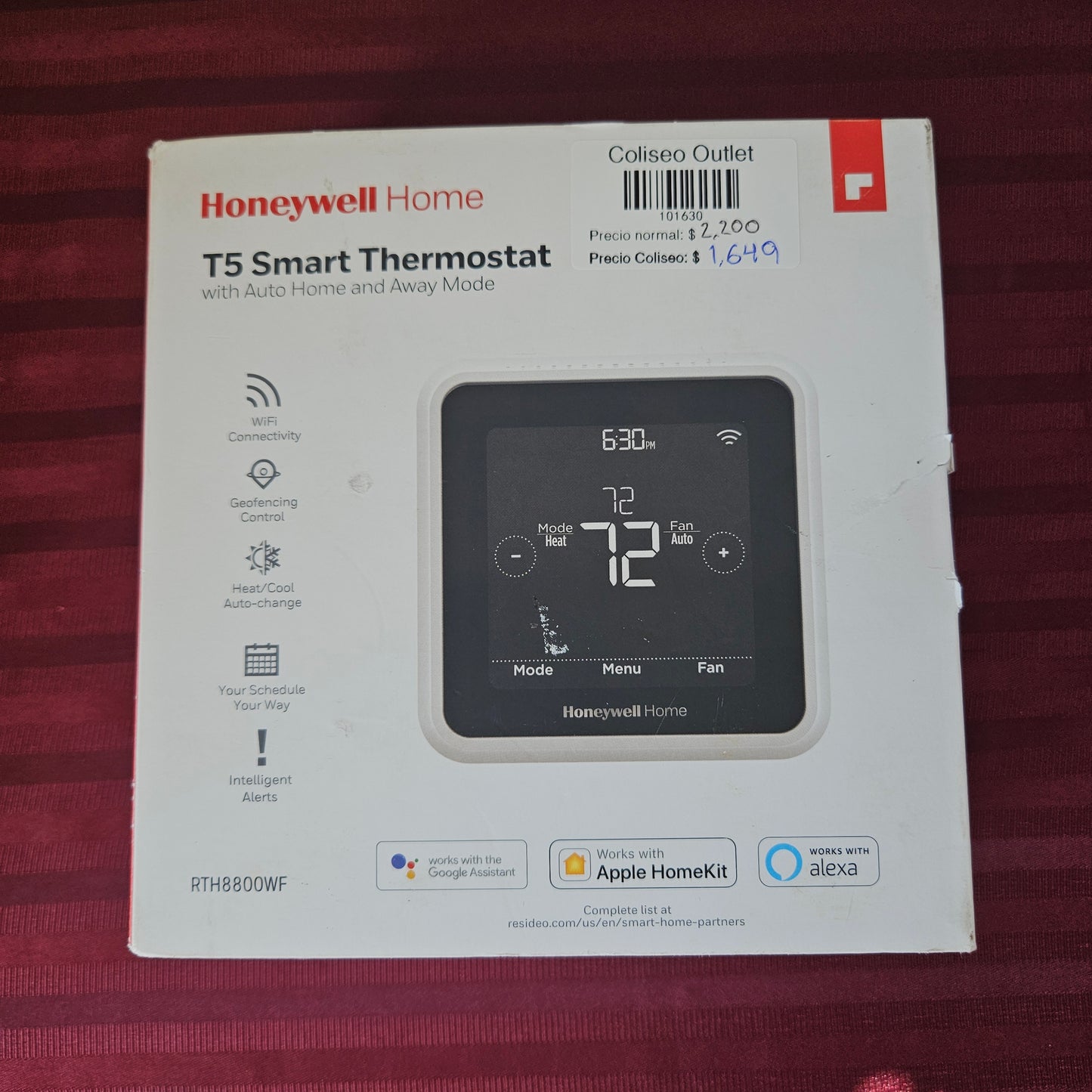 Termostato inteligente programable de 7 días con Wi-Fi - Honeywell Home T5 (Nuevo, caja abierta)