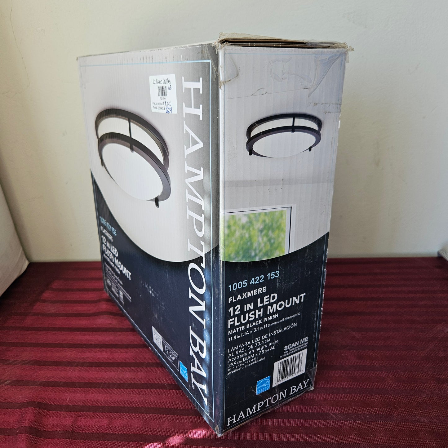 Lámpara de techo LED - Hampton Bay Flaxmere (Nuevo, detalle estético)