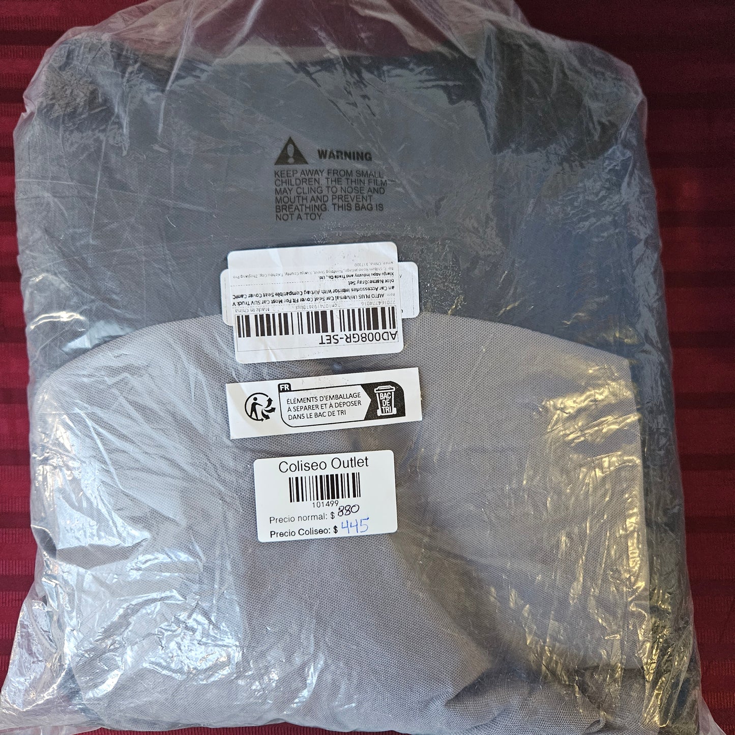 Juego de cubreasientos universal para asientos delanteros y traseros color negro con gris - Auto Plus (Nuevo)