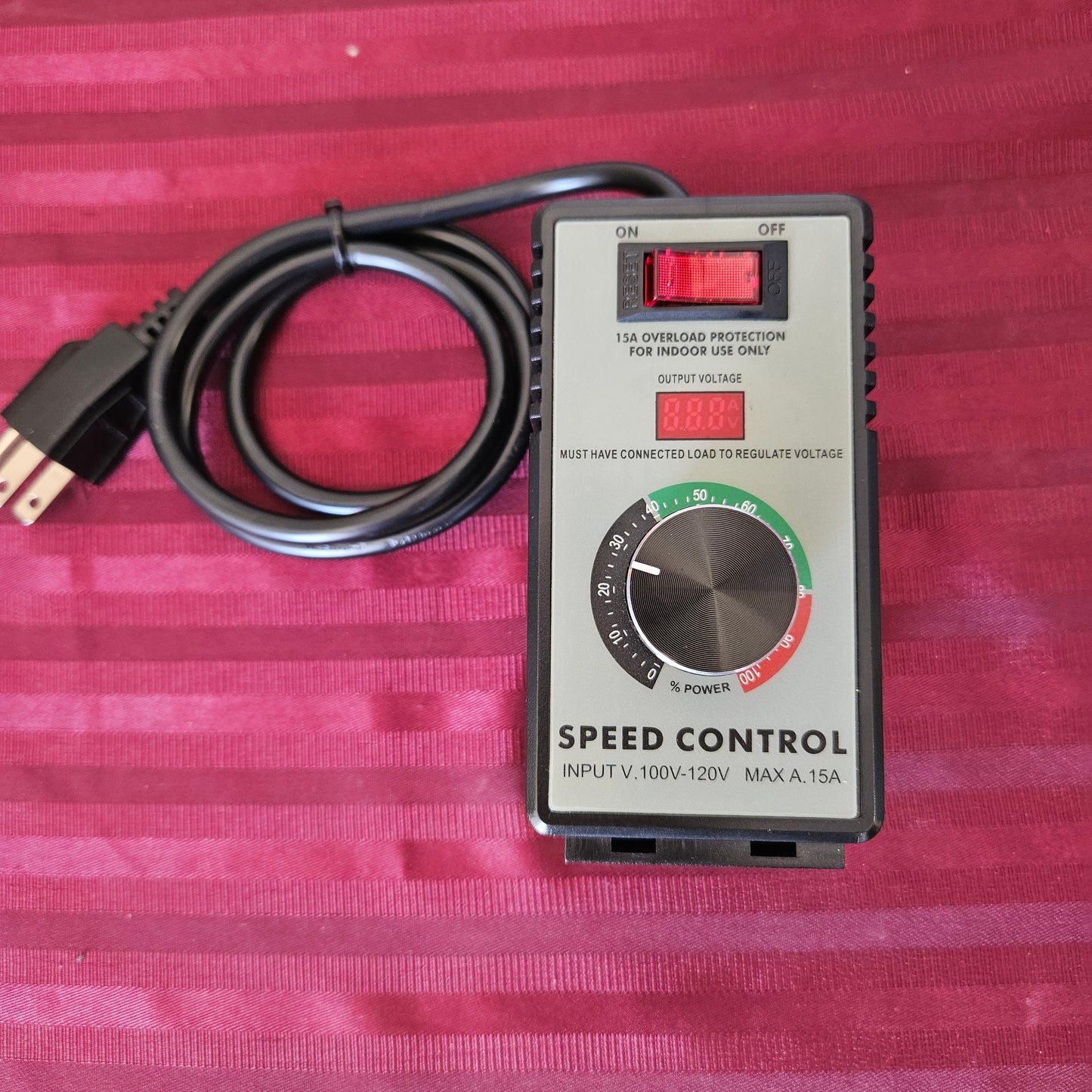 Regulador de velocidad 120V, 15A - Janoiuc (Nuevo, sin empaque)