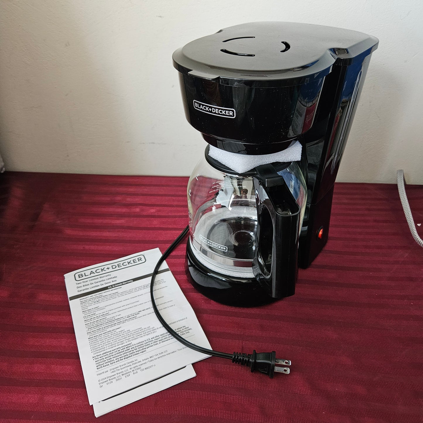 Cafetera de 12 tazas con sistema Vortex - Black+Decker (Nuevo, caja abierta)