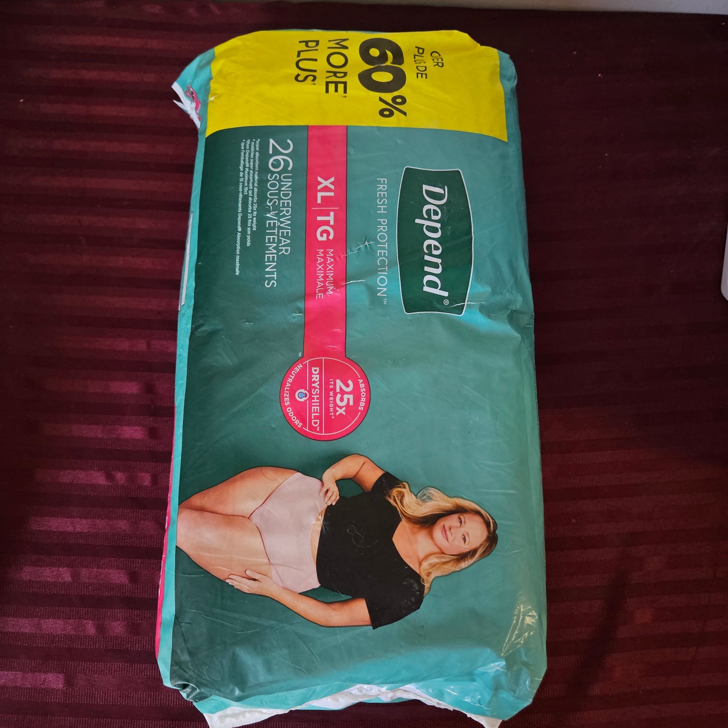 Pañales para mujer 26 piezas talla XL - Depend (Nuevo)