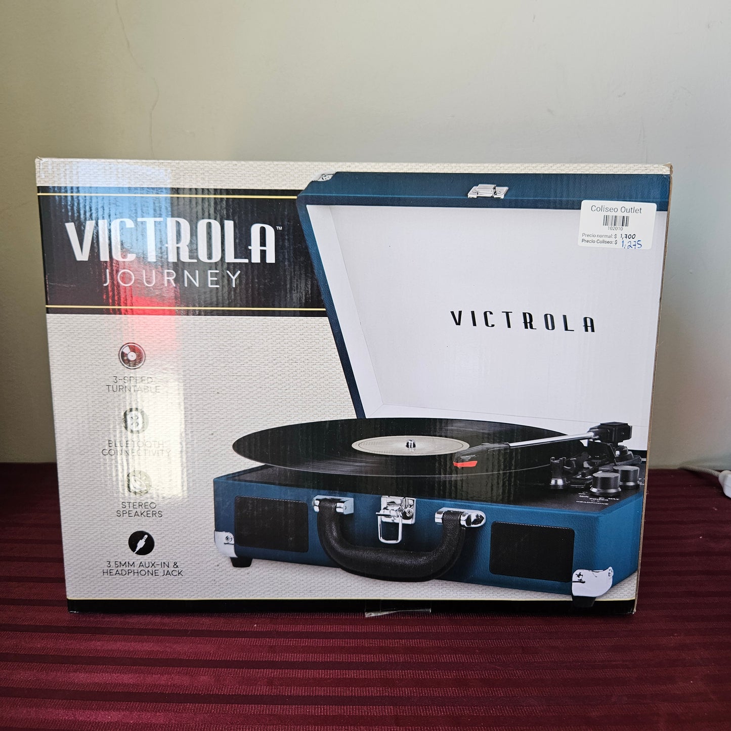 Tocadiscos portátil con bocinas integradas Bluetooth - Victrola Journey (Nuevo, caja abierta)