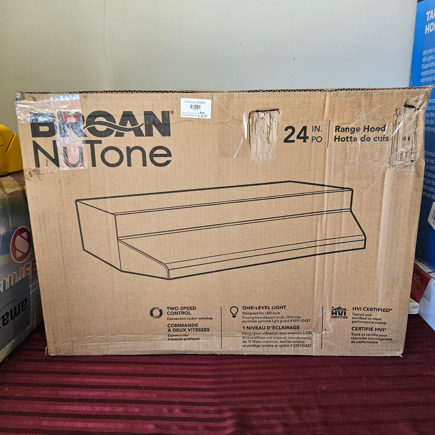 Campana de cocina de 24" convertible con extractor y luz - Broan NuTone (Nuevo, caja abierta)