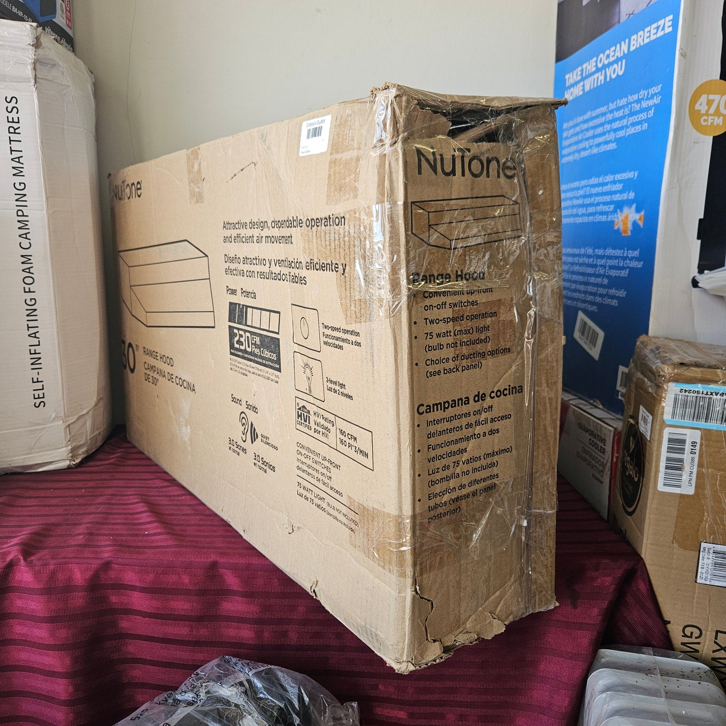 Campana de cocina de 30" con extractor y luz de acero inoxidable - NuTone (Nuevo, caja abierta)