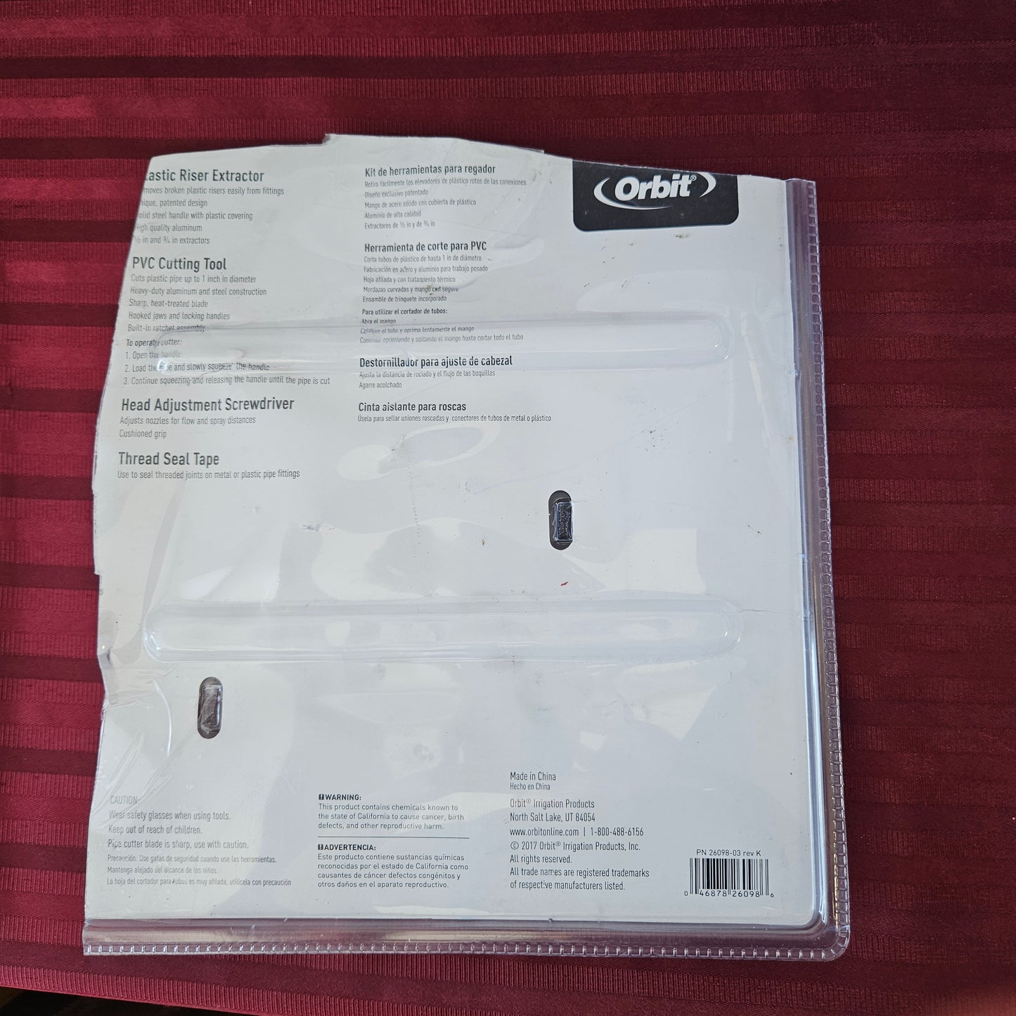 Kit de herramientas para regador - Orbit (Nuevo, falta una pieza)