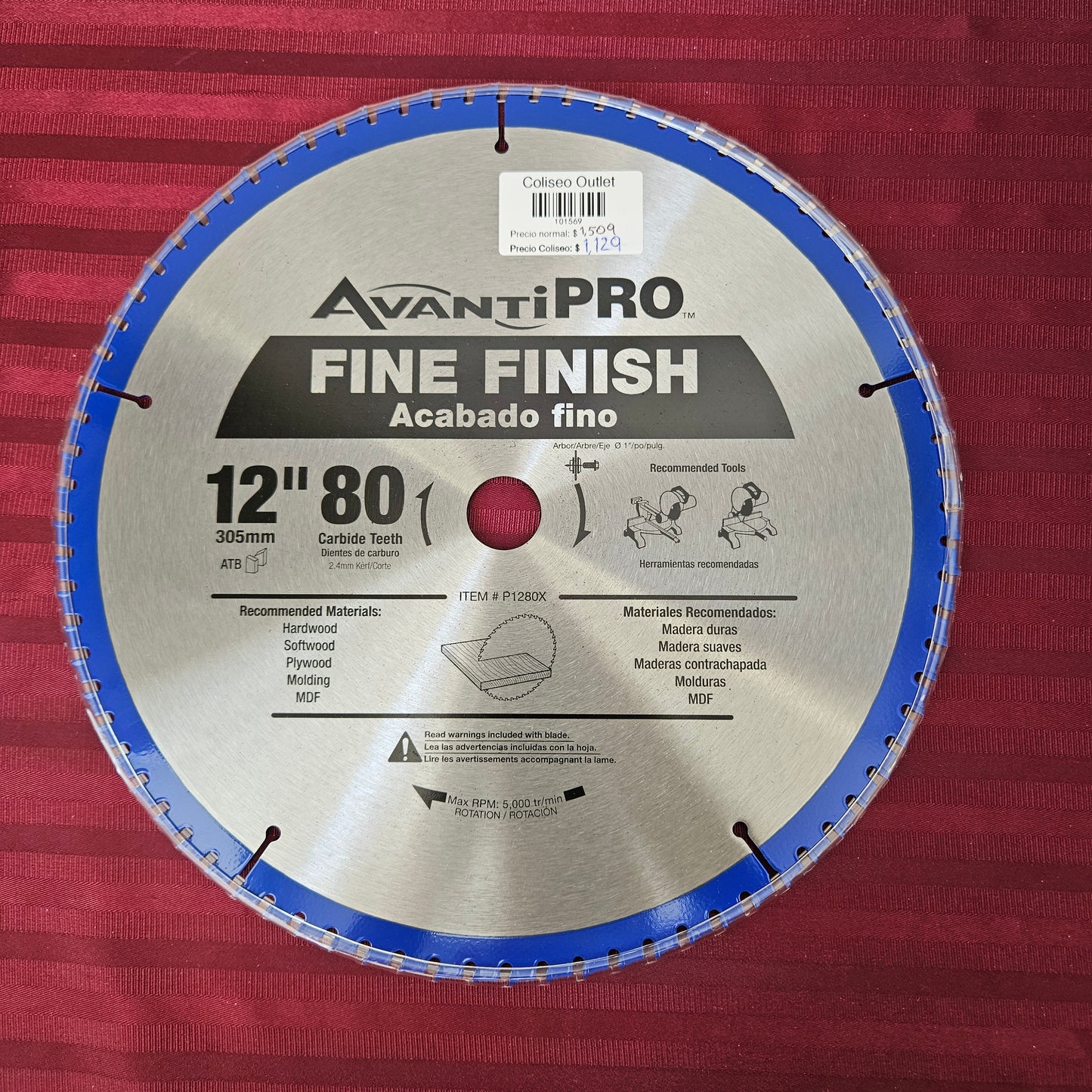 Disco 12" de corte para acabado fino con 80 dientes para sierra de inglete - Avanti (Nuevo, sin empaque)