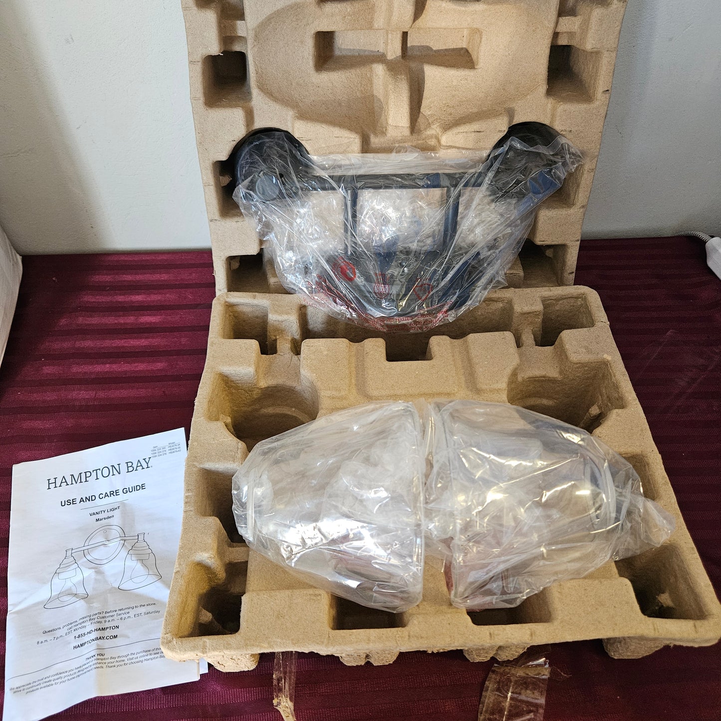 Lámpara de tocador de 2 luces - Hampton Bay Marsden (Nuevo, caja abierta)