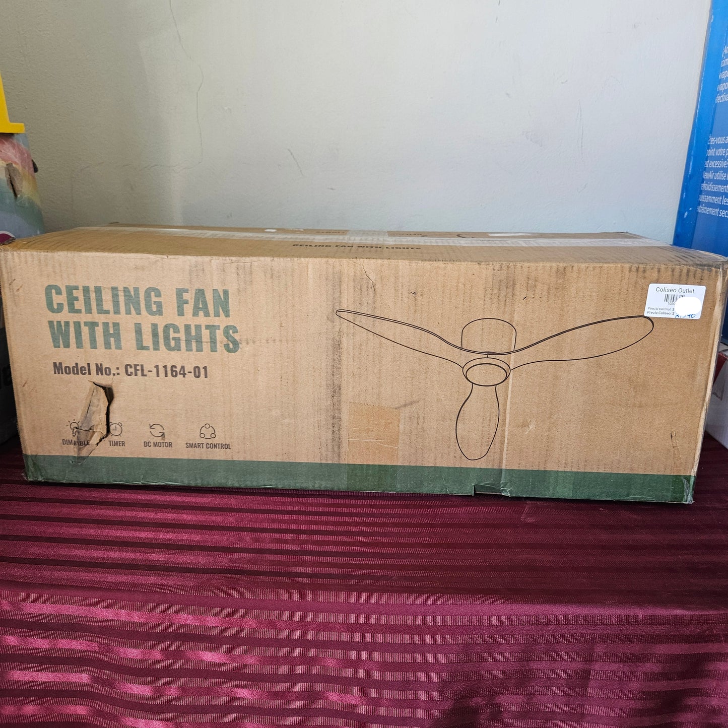 Ventilador de techo inteligente LED de 52" (Nuevo, caja abierta)
