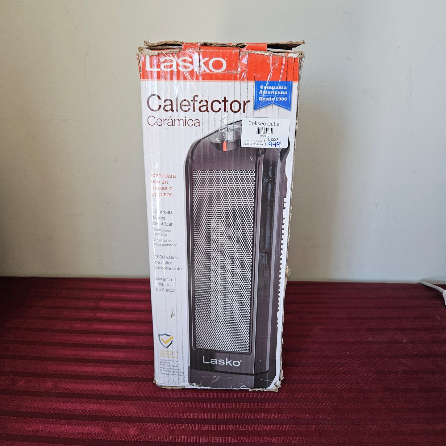 Calefactor cerámico eléctrico oscilante color negro - Lasko (Nuevo, caja abierta)