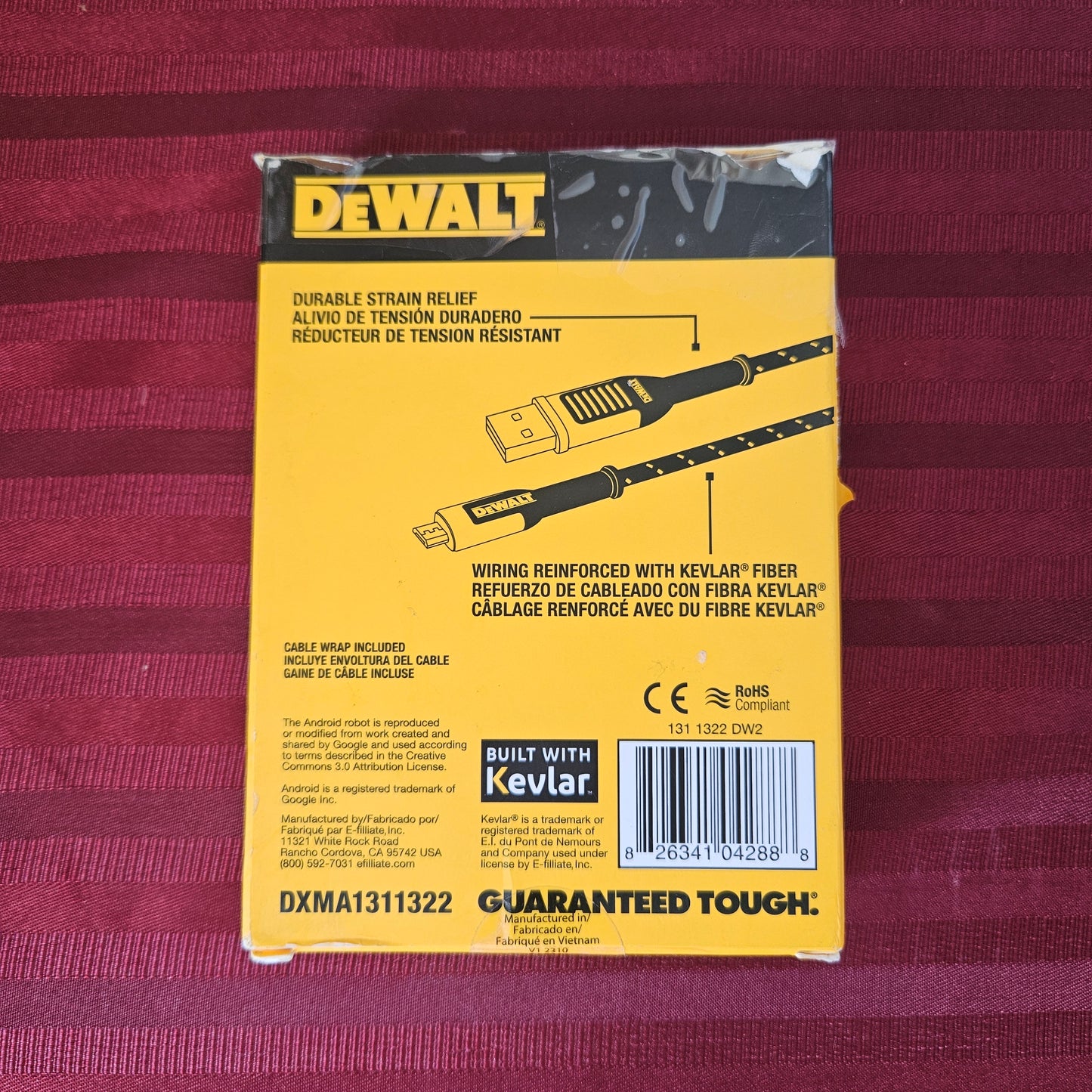 Cable reforzado Micro-USB de 1.8 metros - DEWALT (Nuevo, empaque abierto)