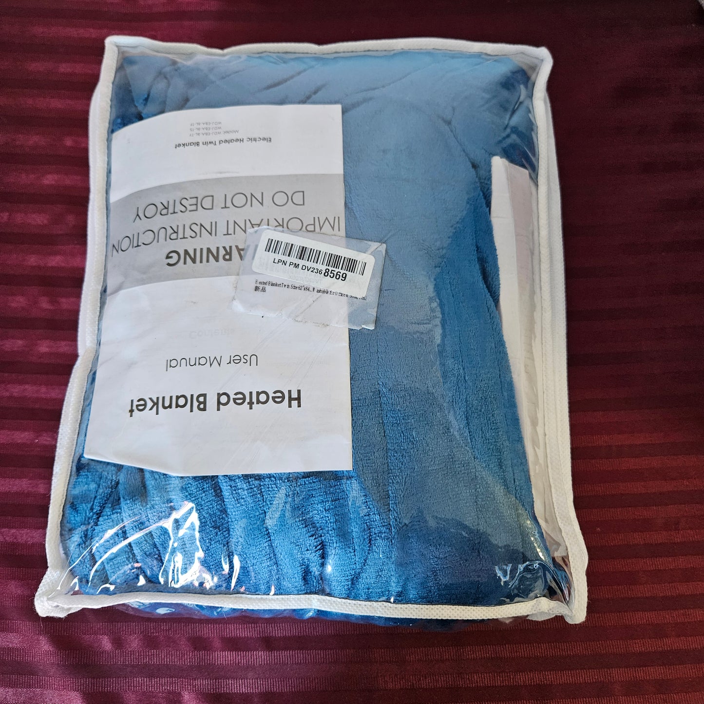 Manta térmica eléctrica color azul individual (62" x 84") - Laffylo (Nuevo)