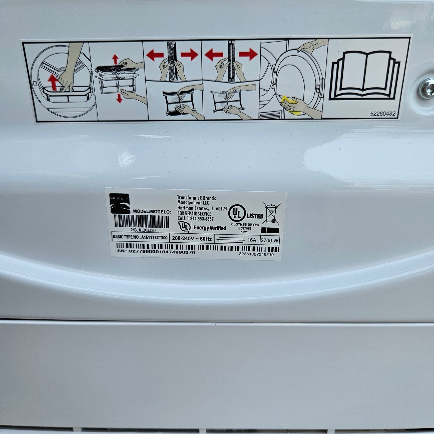 Secadora compacta eléctrica con sensor inteligente 220 V, 4 pies cúbicos - Kenmore (Nuevo, caja abierta)