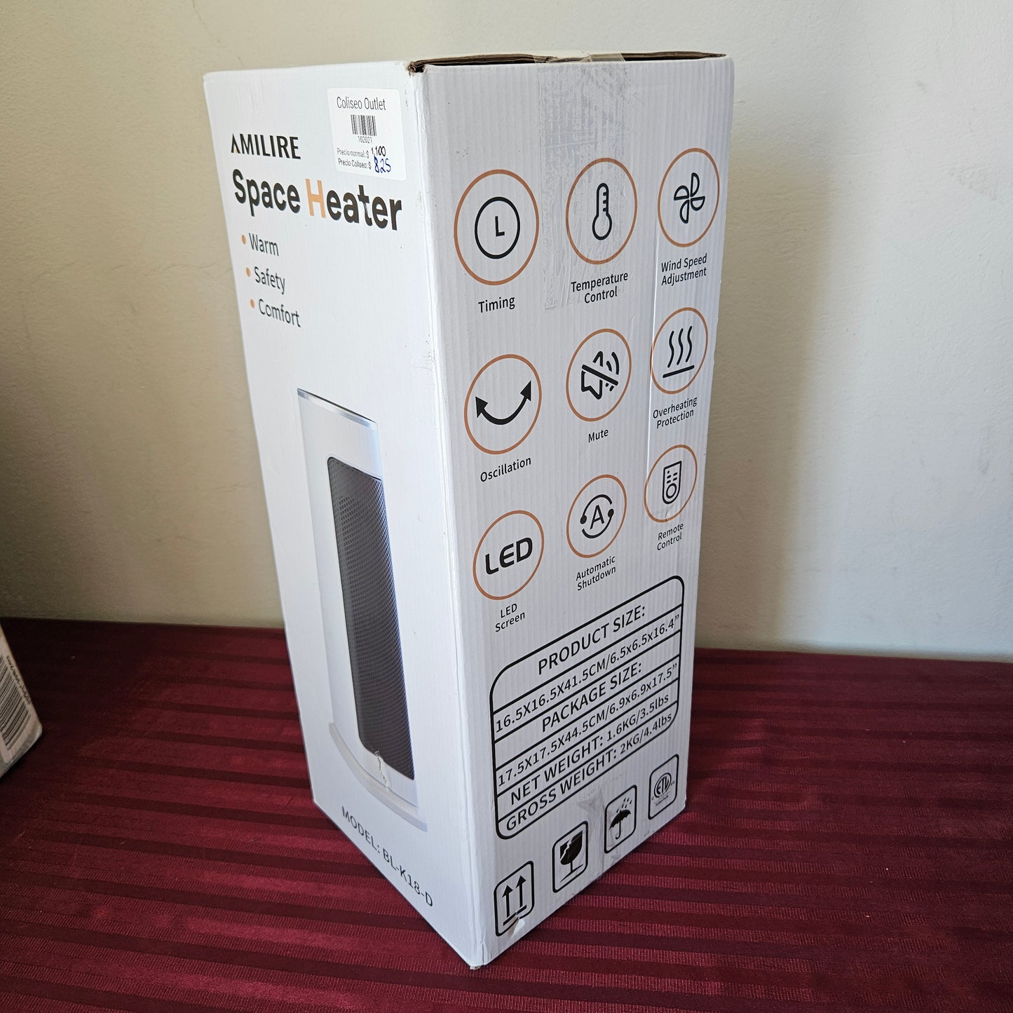 Calefactor cerámico PTC eléctrico digital oscilante - Amilire (Nuevo, caja abierta)