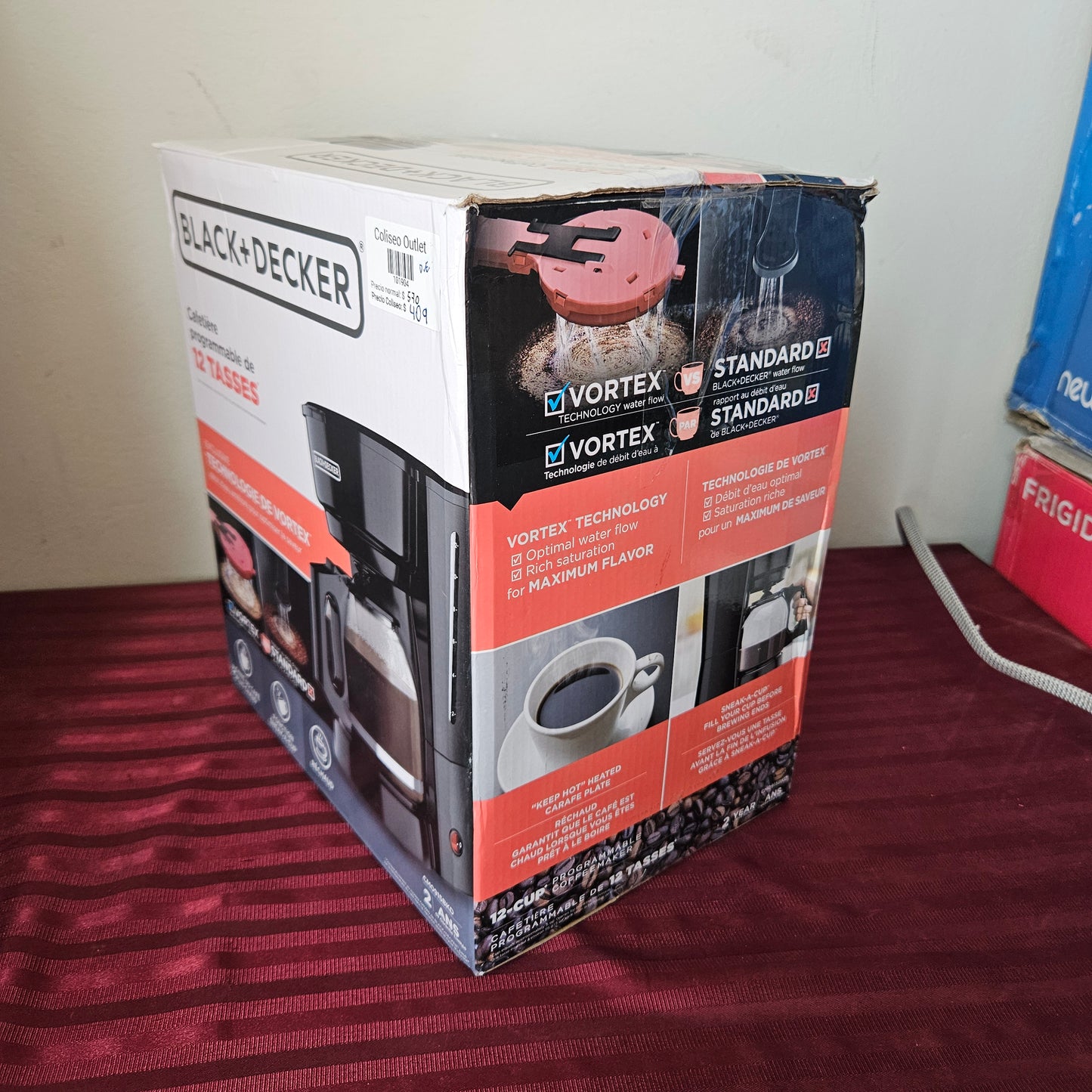Cafetera de 12 tazas con sistema Vortex - Black+Decker (Nuevo, caja abierta)