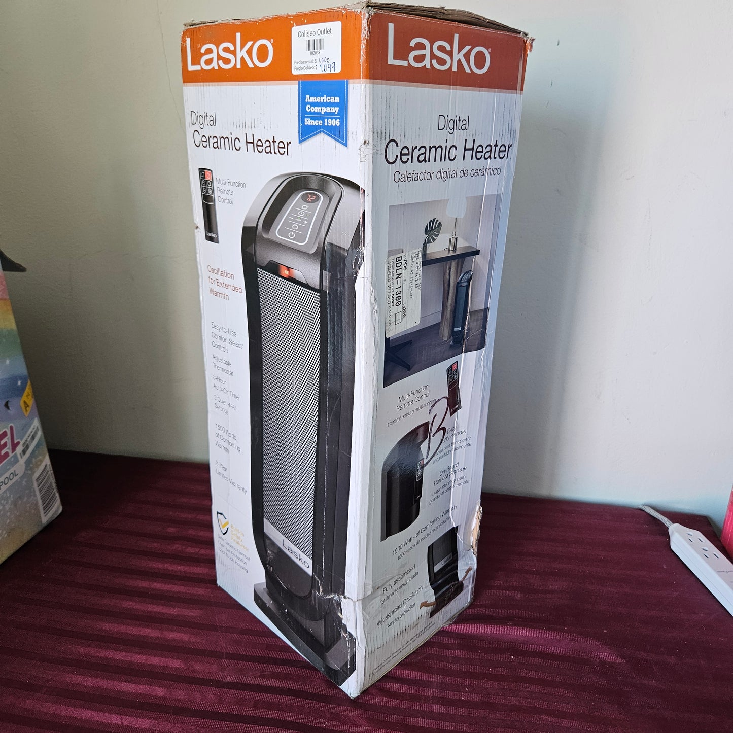 Calefactor cerámico eléctrico digital oscilante color negro - Lasko (Nuevo, caja abierta)