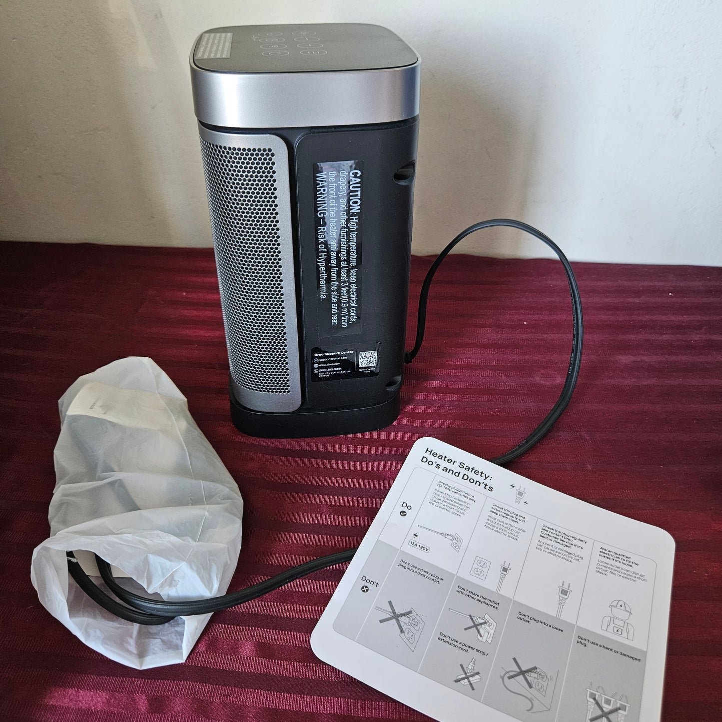 Calefactor de cerámica eléctrico digital portátil PTC oscilante - DREO (Nuevo, caja abierta)