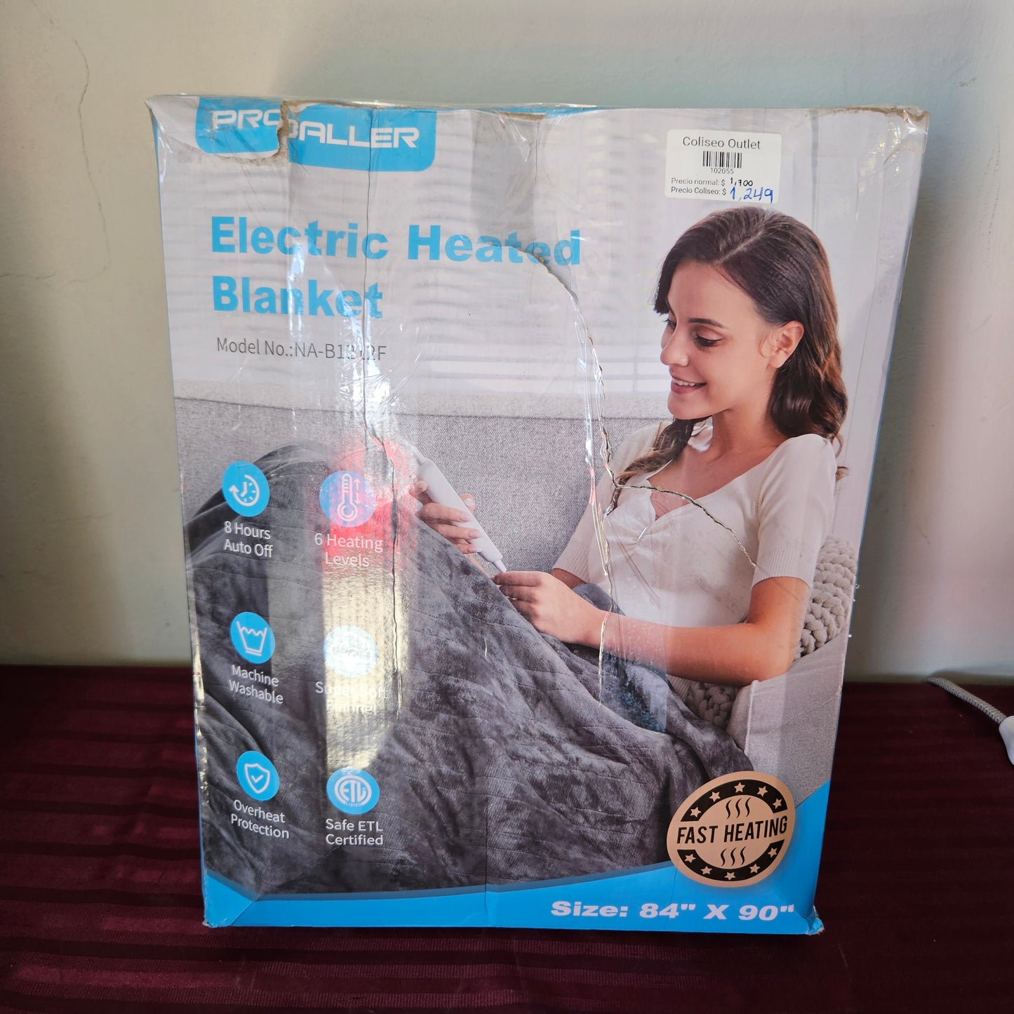 Manta térmica eléctrica Queen color gris (84" x 90") - PROALLER (Nuevo)