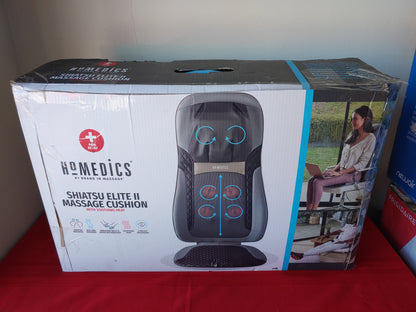 Masajeador de cuello y espalda con calor y cojín de asiento - Homedics Shiatsu Elite II (Nuevo, caja abierta)