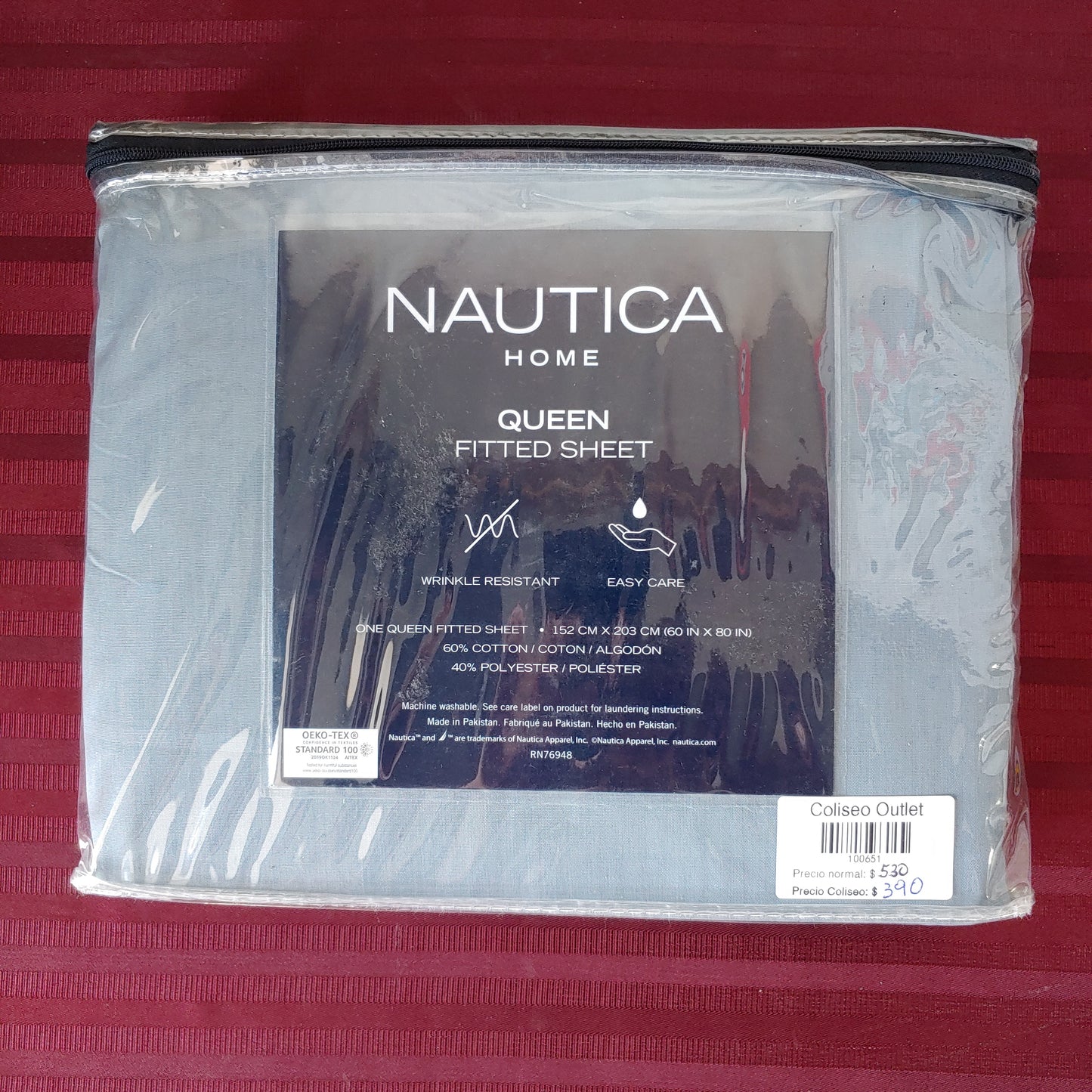 Forro para colchón/sábana de cajón Queen color azul - Nautica Home (Nuevo)