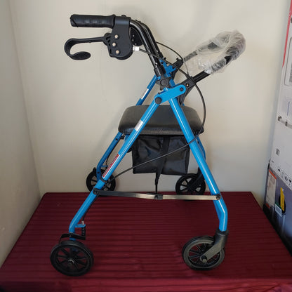 Caminadora/andadora con asiento y ruedas de 6" plegable - Guardian Medline (Nuevo, sin caja)