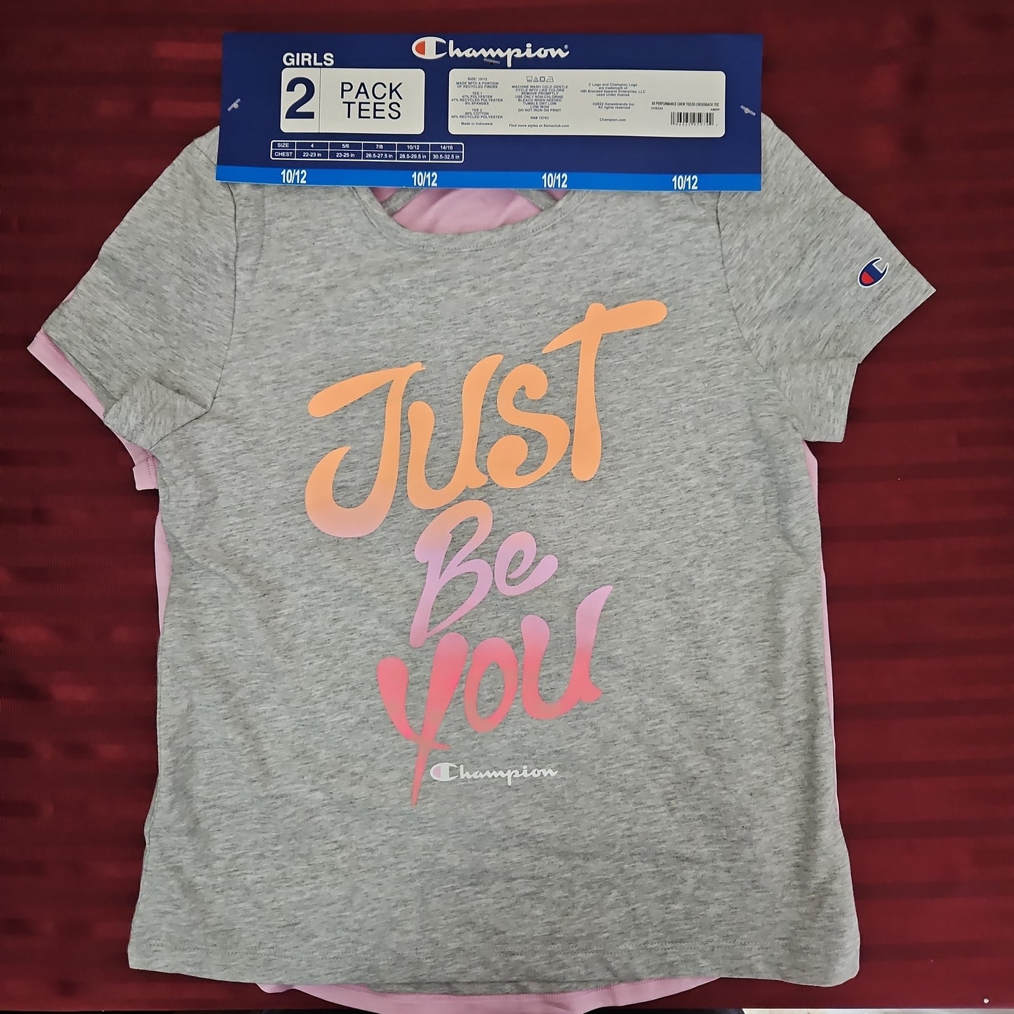 Set de 2 camisetas para niña (rosa y gris) talla 10/12 - Champion (Nuevo)