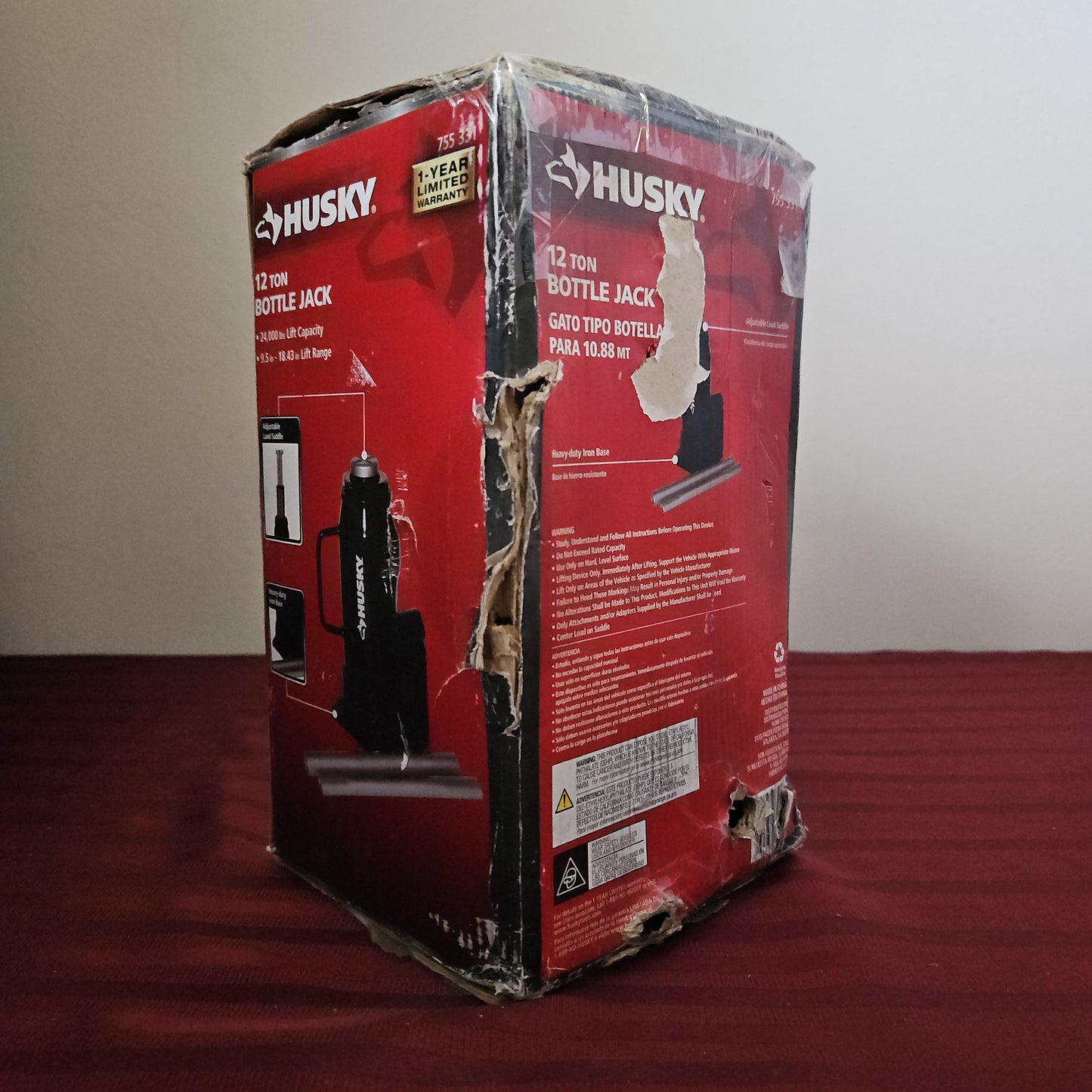 Gato hidráulico de botella 12 Ton - Husky (Nuevo, caja abierta)