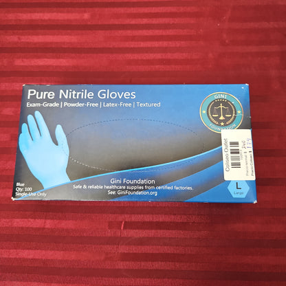 Caja de 100 guantes de Nitrilo color azul varias tallas - Gini Foundation (Nuevo)