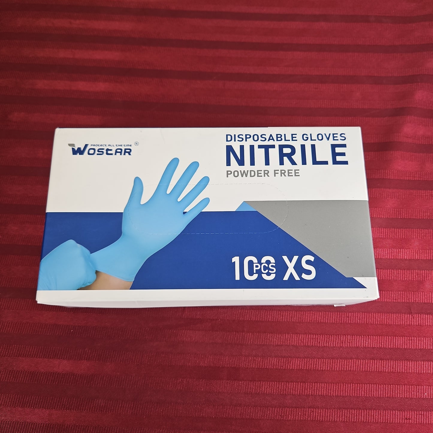 Caja de 100 guantes de Nitrilo color azul talla XS - Wostar (Nuevo)