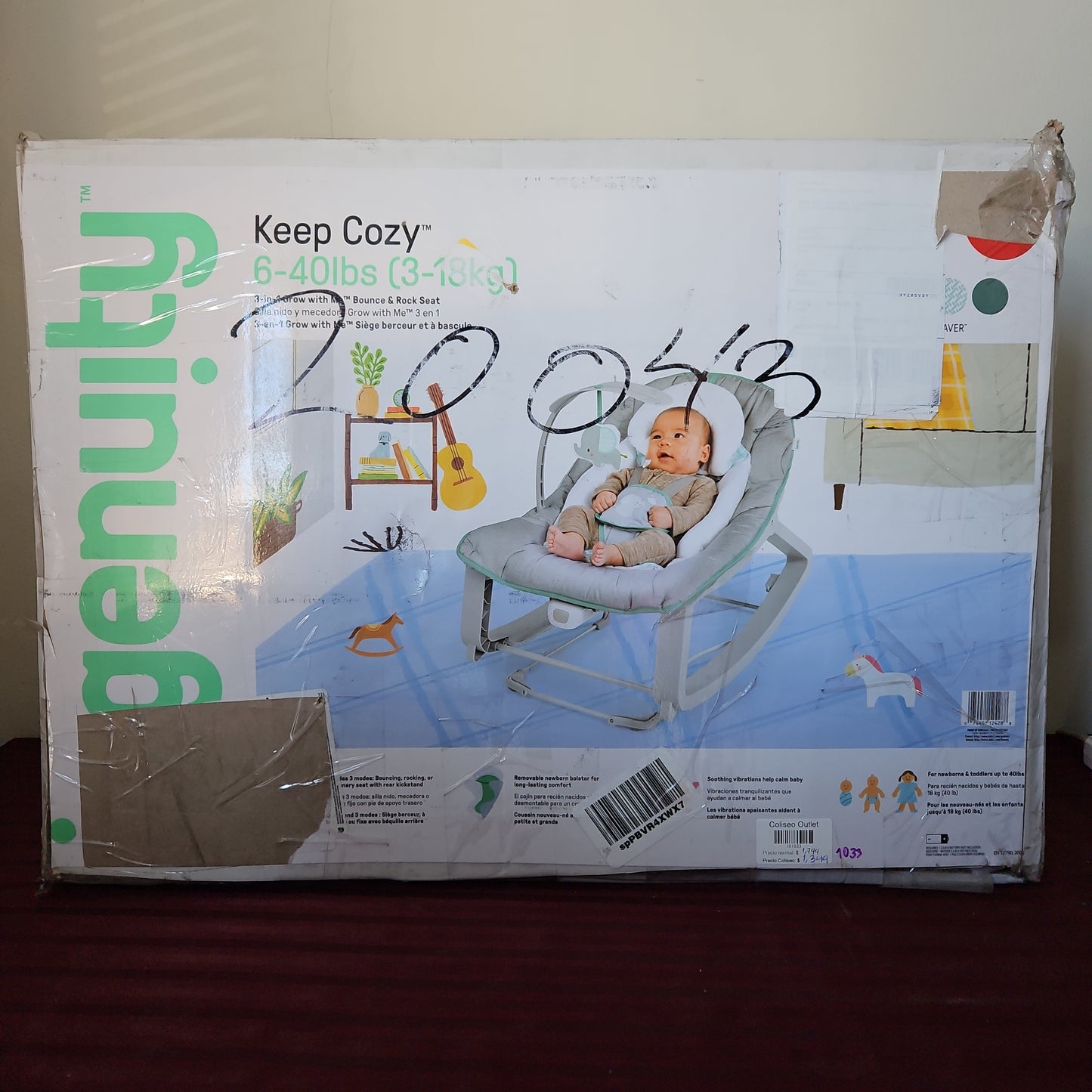 Portabebé mecedor 3 en 1 - Ingenuity Keep Cozy (Nuevo, caja abierta)