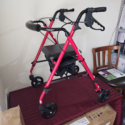 Caminadora/andadora ultraligera con asiento y ruedas de 6" plegable - Medline (Nuevo, caja abierta)