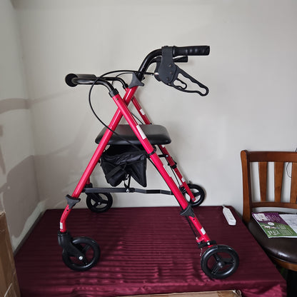 Caminadora/andadora ultraligera con asiento y ruedas de 6" plegable - Medline (Nuevo, caja abierta)