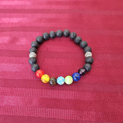 Pulsera de piedras volcánicas con gemas (Nuevo)