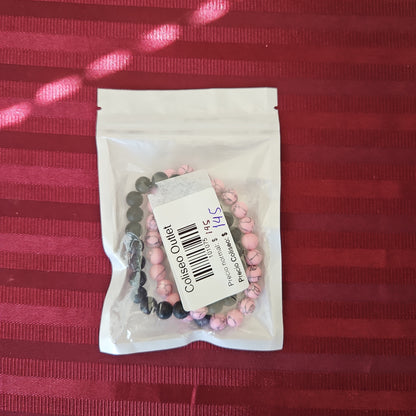Par de pulseras para pareja rosa y negro (Nuevo)