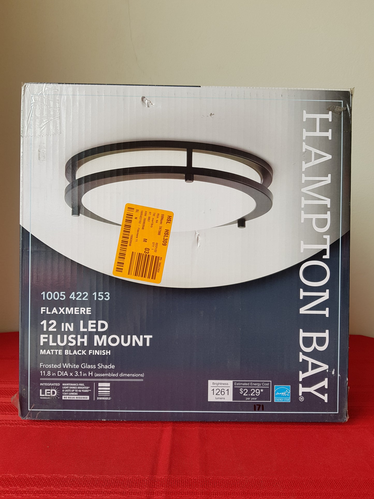 Lámpara de techo LED - Hampton Bay Flaxmere (Nuevo, caja abierta)