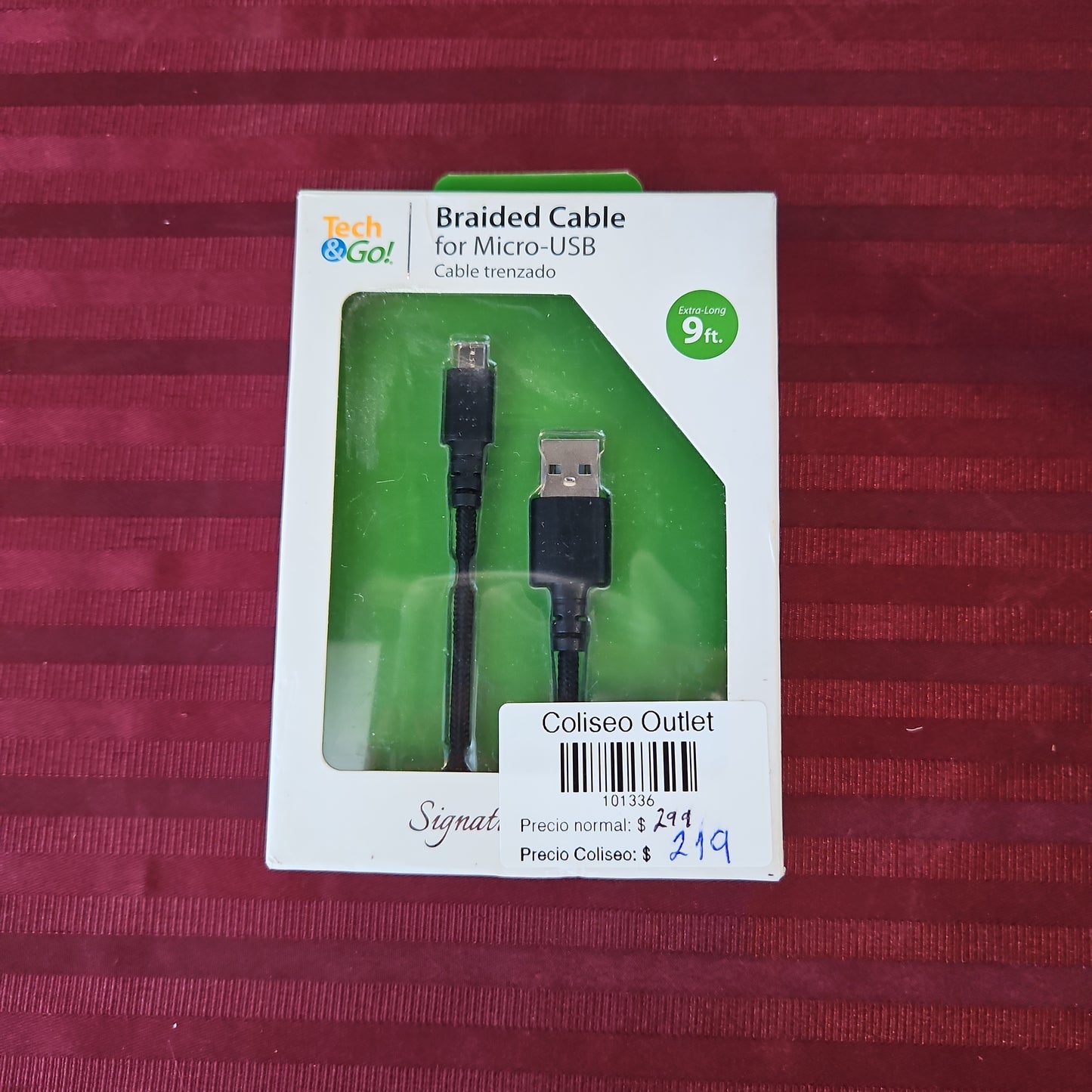 Cable trenzado Micro-USB de 2.74 metros - (Nuevo)