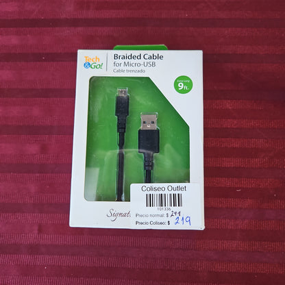 Cable trenzado Micro-USB de 2.74 metros - (Nuevo)