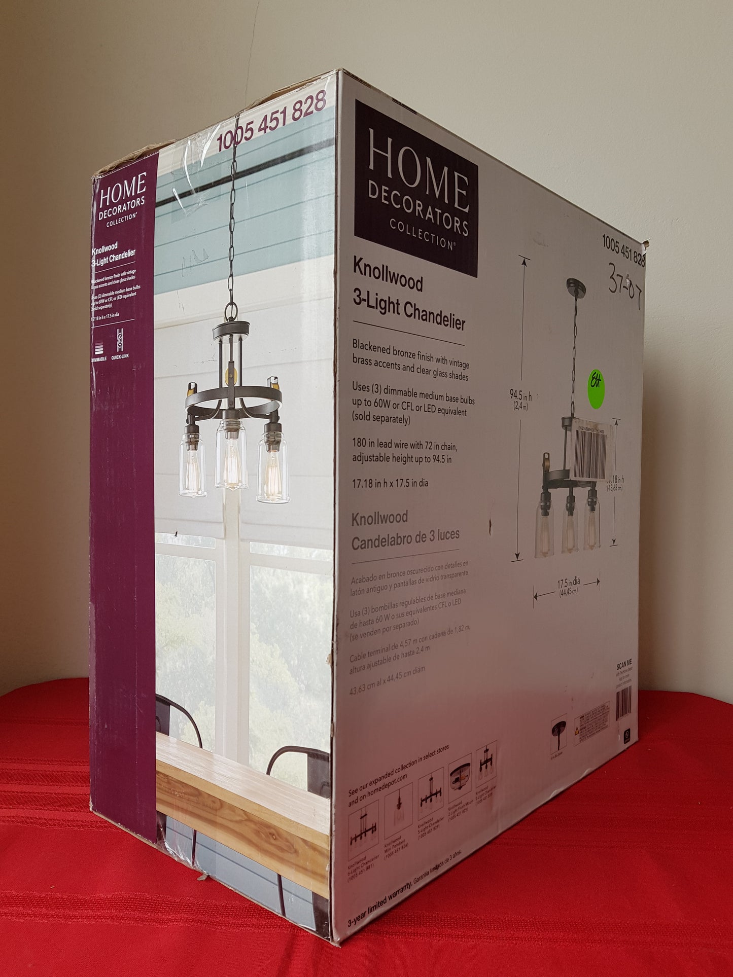 Candelabro de 3 luces - Home Decorators Knollwood Collection (Nuevo, caja abierta)