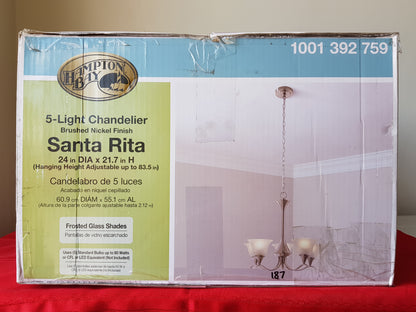 Candelabro de 5 luces - Hampton Bay Santa Rita (Nuevo, caja abierta)