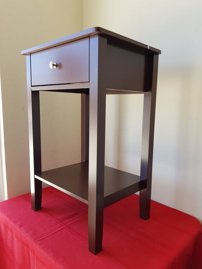 Mesa auxiliar lateral con 1 cajón de madera (Nuevo)