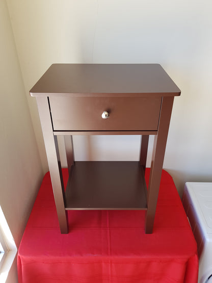 Mesa auxiliar lateral con 1 cajón de madera (Nuevo)