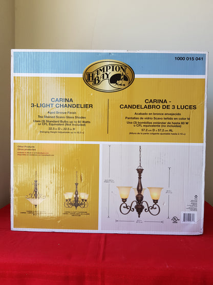 Candelabro de 3 luces - Hampton Bay Carina (Nuevo, caja abierta)