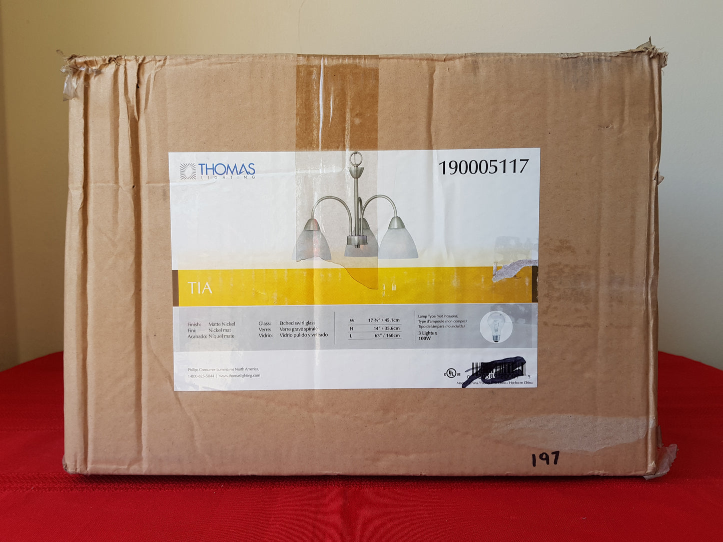 Lámpara colgante de 3 luces - Thomas Lighting TIA (Nuevo, caja abierta)