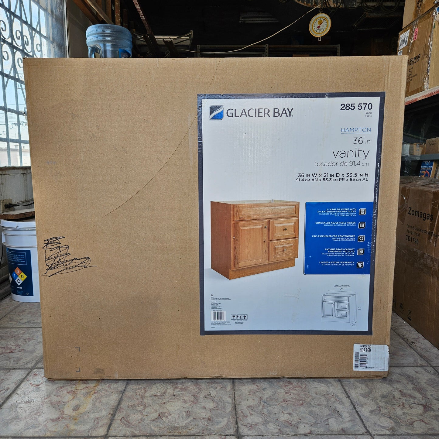 Mueble para baño de madera de roble - Glacier Bay Hampton (Nuevo, caja abierta)