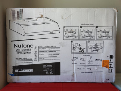 Campana de cocina de 30" convertible con extractor y luz - NuTone AR1 Series (Nuevo, caja abierta)