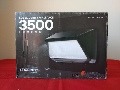 Lámpara de pared tipo Wall Pack LED - Probrite Premium (Nuevo, caja abierta)